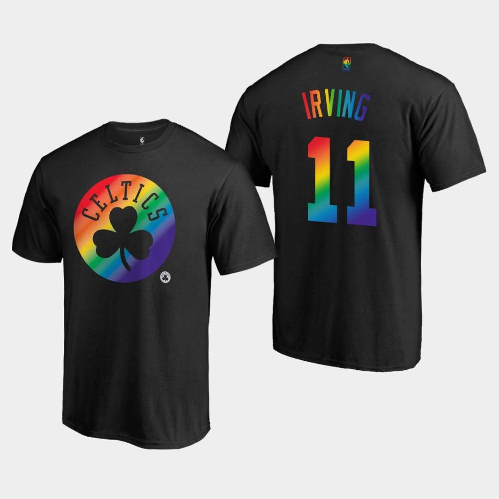 Men's Boston Celtics #11 Kyrie Irving Black Team Pride Logo T-Shirt IEY81E8U