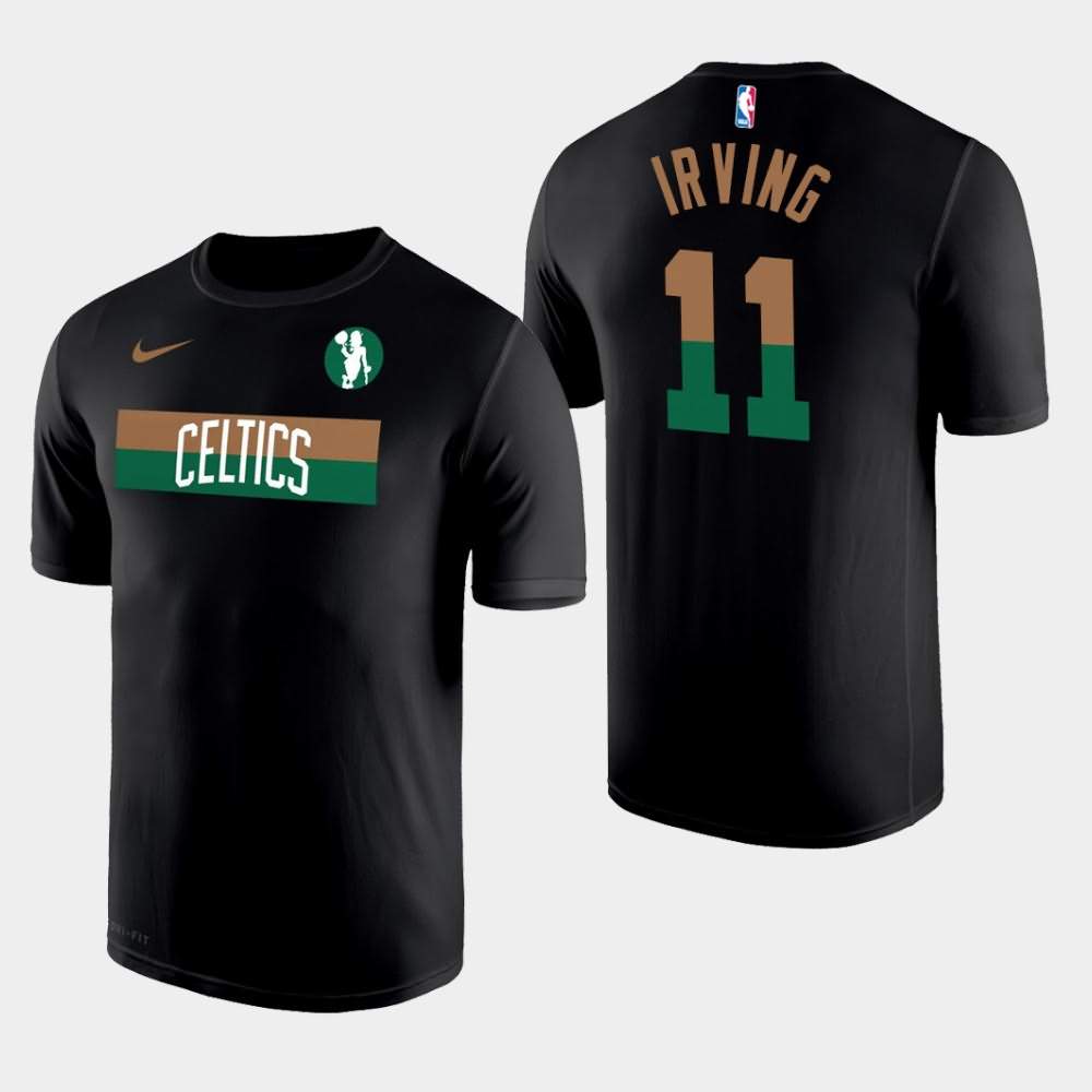 Men's Boston Celtics #11 Kyrie Irving Black Legend Performance Wordmark Logo T-Shirt FDE13E5X