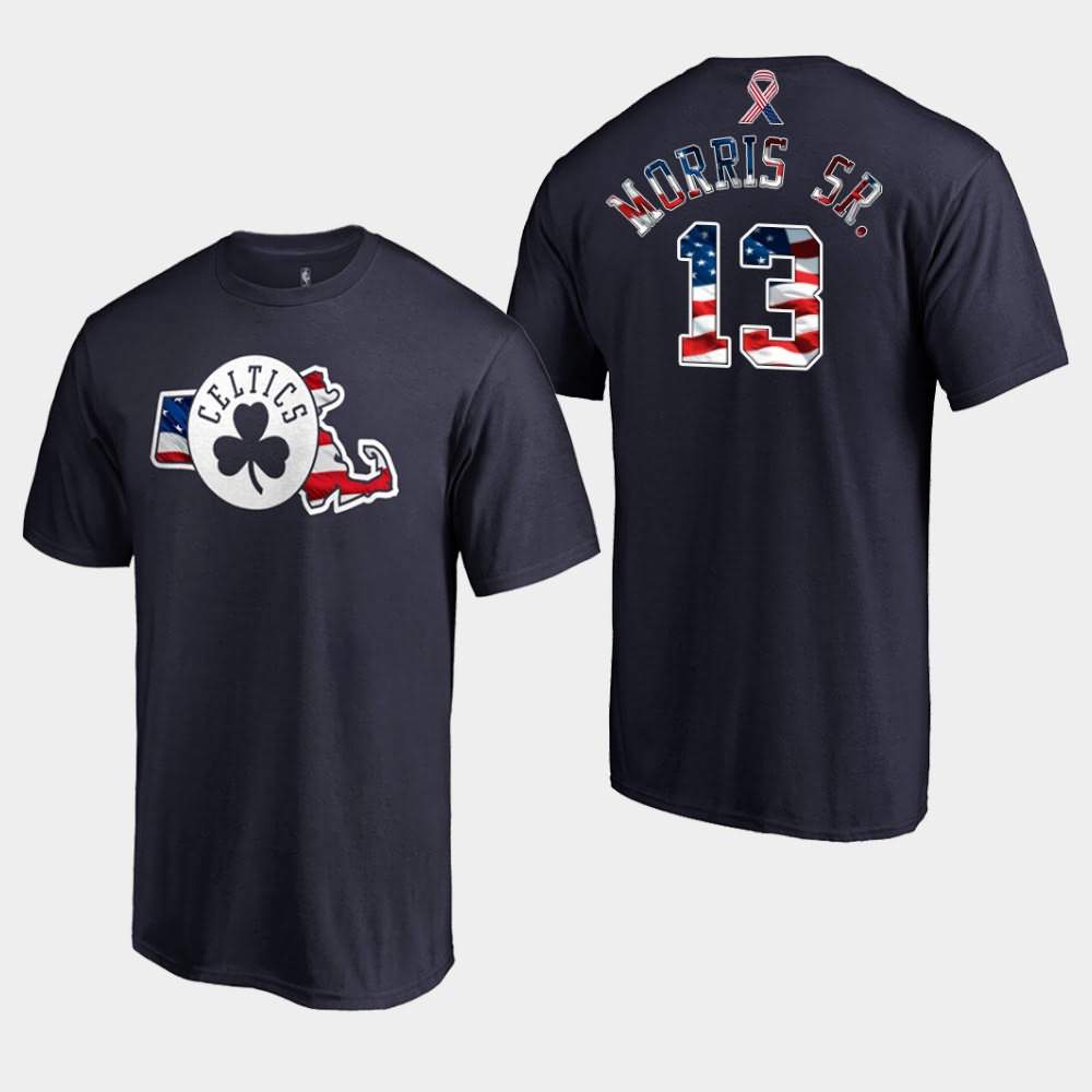 Men's Boston Celtics #13 Marcus Morris Sr. Navy Stars and Stripes 2019 Memorial Day T-Shirt HMK83E7T