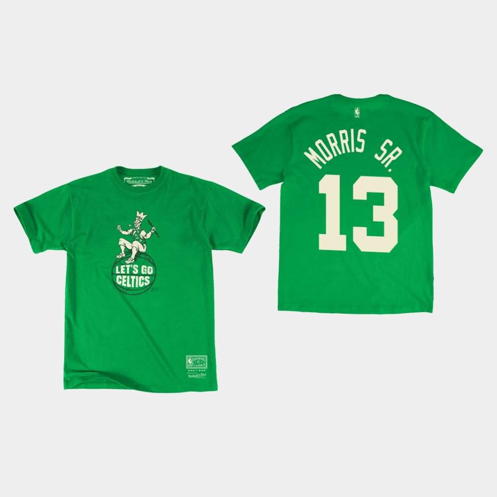 Men's Boston Celtics #13 Marcus Morris Sr. Green Lucky Hardwood Classics T-Shirt TUU18E6D