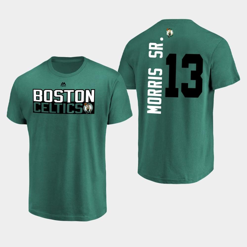 Men's Boston Celtics #13 Marcus Morris Sr. Green Short Sleeve Name and Number T-Shirt QSA33E8C