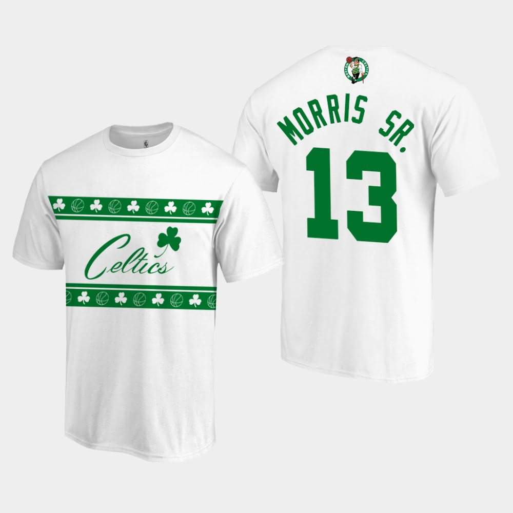 Men's Boston Celtics #13 Marcus Morris Sr. White Primary Wordmark T-Shirt KNI56E8F