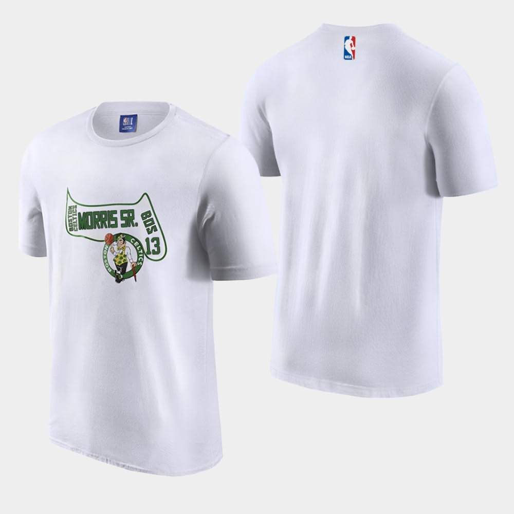 Men's Boston Celtics #13 Marcus Morris Sr. White Performance State Map T-Shirt PDY34E4Q