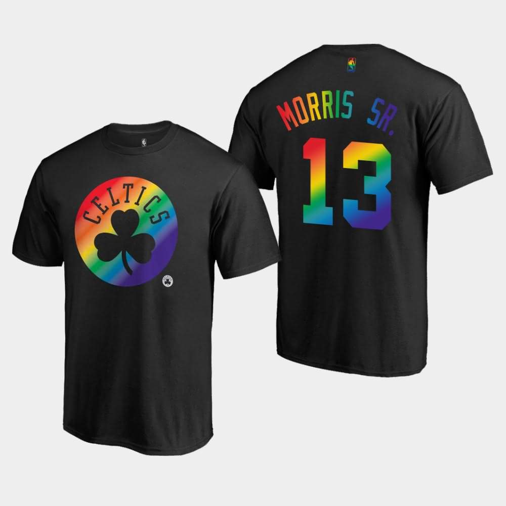 Men's Boston Celtics #13 Marcus Morris Sr. Black Team Pride Logo T-Shirt AZP03E7N