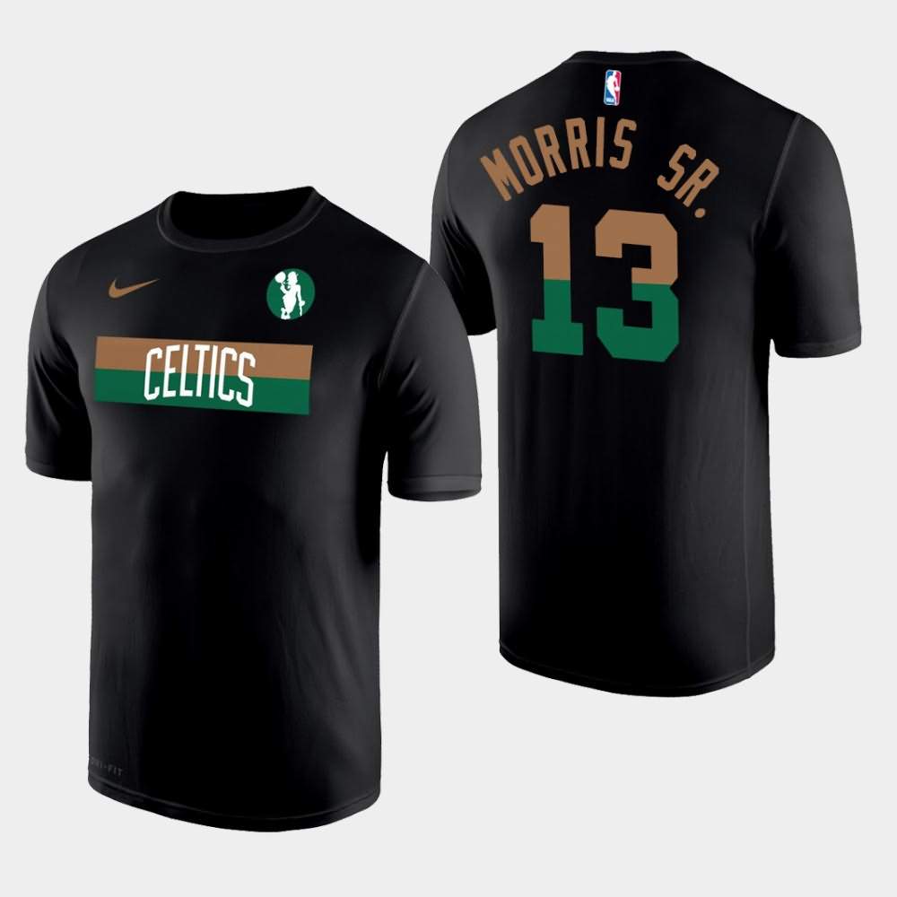Men's Boston Celtics #13 Marcus Morris Sr. Black Legend Performance Wordmark Logo T-Shirt ZCV80E6G