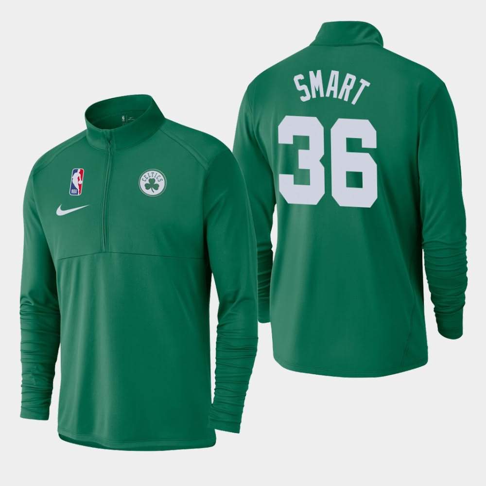 Men's Boston Celtics #36 Marcus Smart Kelly Green Half-Zip Pullover Element Logo Performance Jacket FNK65E8E