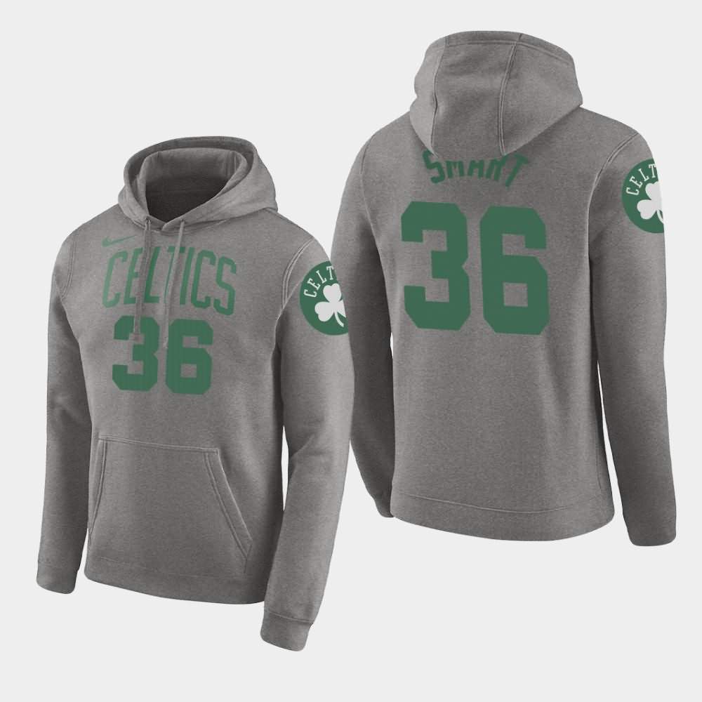 Men's Boston Celtics #36 Marcus Smart Gray Pullover Name Number Hoodie CQG61E0C