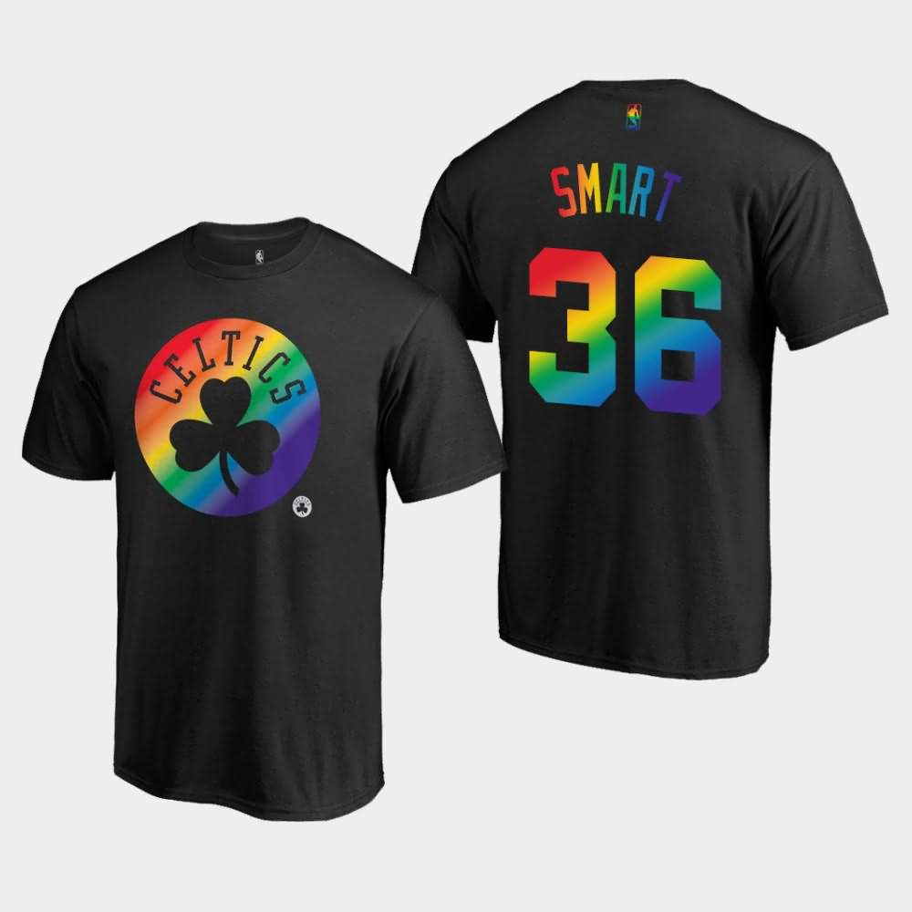 Men's Boston Celtics #36 Marcus Smart Black Team Pride Logo T-Shirt DVQ86E3X