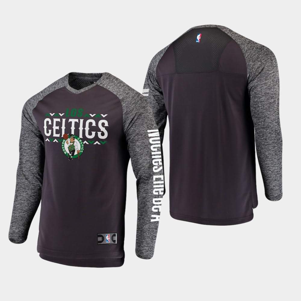 Men's Boston Celtics Gray Long Sleeve Noches Enebea T-Shirt TOY74E5G