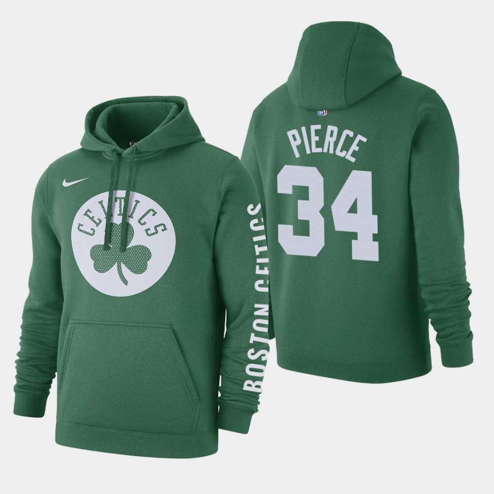 Men's Boston Celtics #34 Paul Pierce Green Club Fleece Courtside Hoodie XUO75E6A