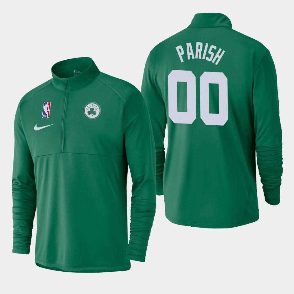 Men's Boston Celtics #00 Robert Parish Kelly Green Half-Zip Pullover Element Logo Performance Jacket YFL84E4W