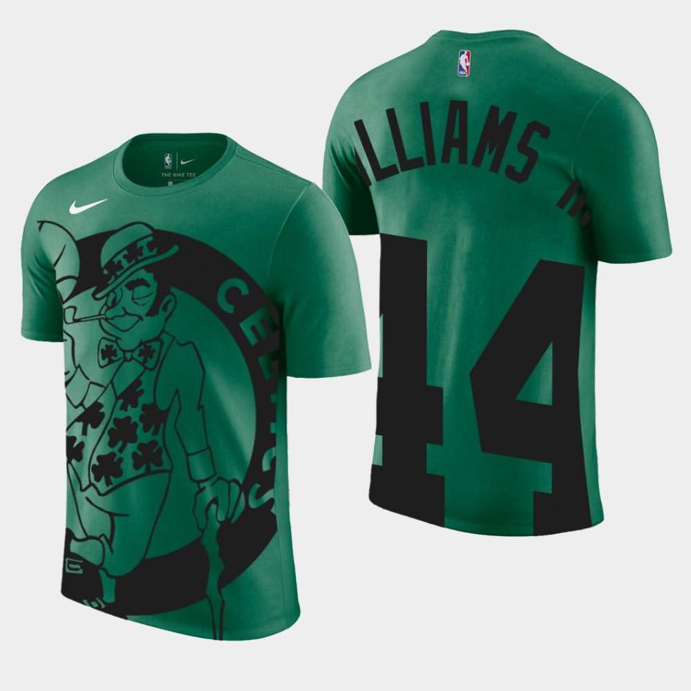 Men's Boston Celtics #44 Robert Williams III Green Performance Tri-Blend Oversize Logo T-Shirt AGH37E8M