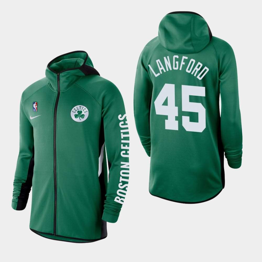 Men's Boston Celtics #45 Romeo Langford Kelly Green Therma Flex Full-Zip Authentic Showtime Performance Hoodie LSH07E4Q
