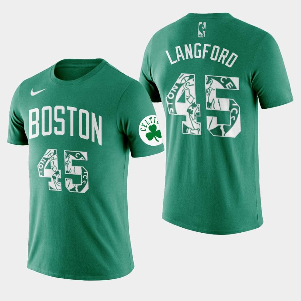 Men's Boston Celtics #45 Romeo Langford Green Name & Number T-Shirt QFI57E6U
