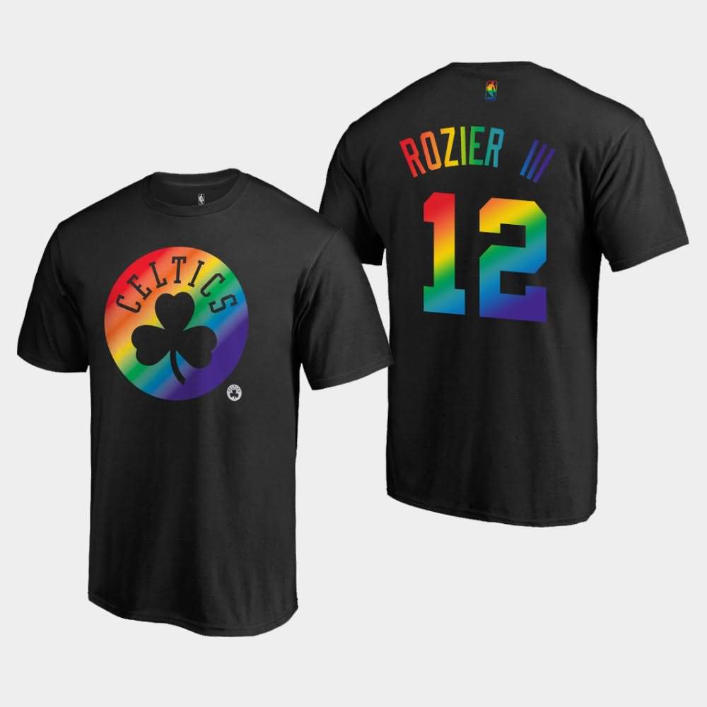 Men's Boston Celtics #12 Terry Rozier III Black Team Pride Logo T-Shirt PDC81E2B