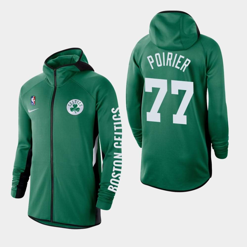 Men's Boston Celtics #77 Vincent Poirier Kelly Green Therma Flex Full-Zip Authentic Showtime Performance Hoodie WAP58E4M