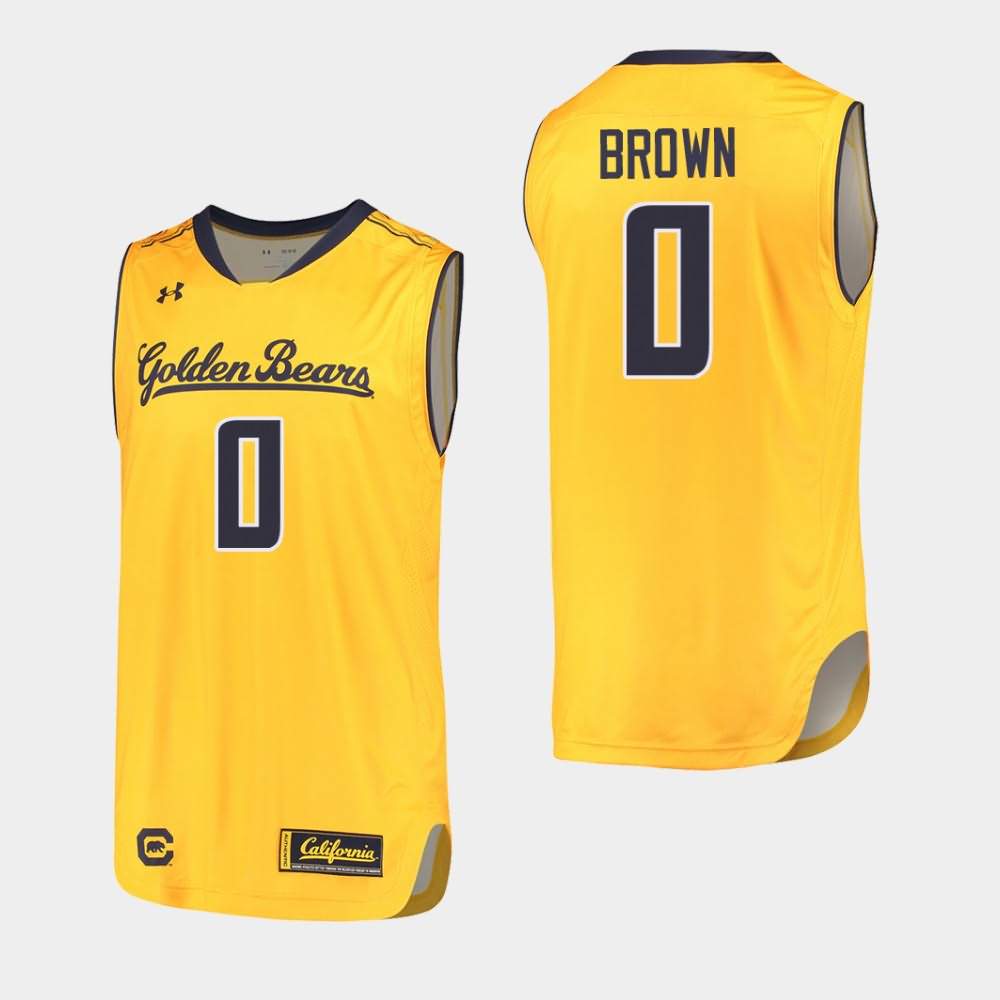 Men's NCAA Basketball #0 Jaylen Brown Gold California en Bears College Basketball Jersey ZEL27E0D