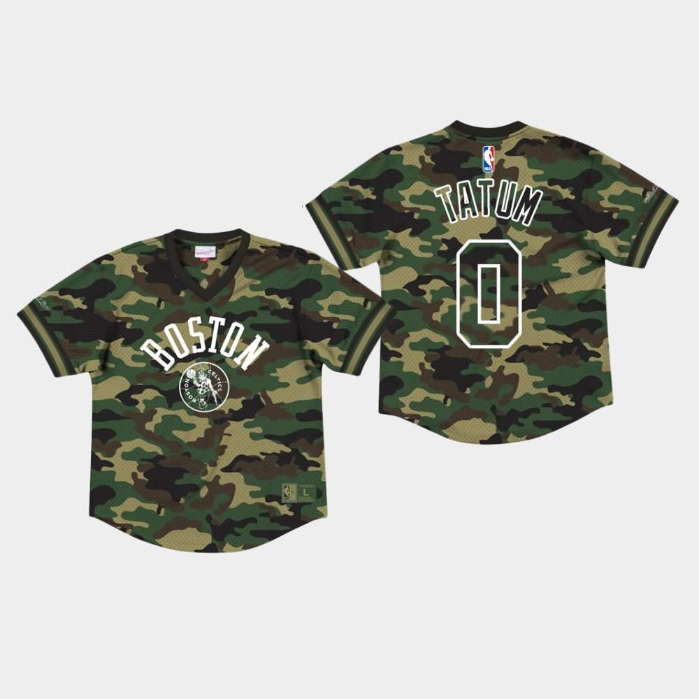 Men's Boston Celtics #0 Jayson Tatum Camo Fashion Mesh Jersey UDC72E5E