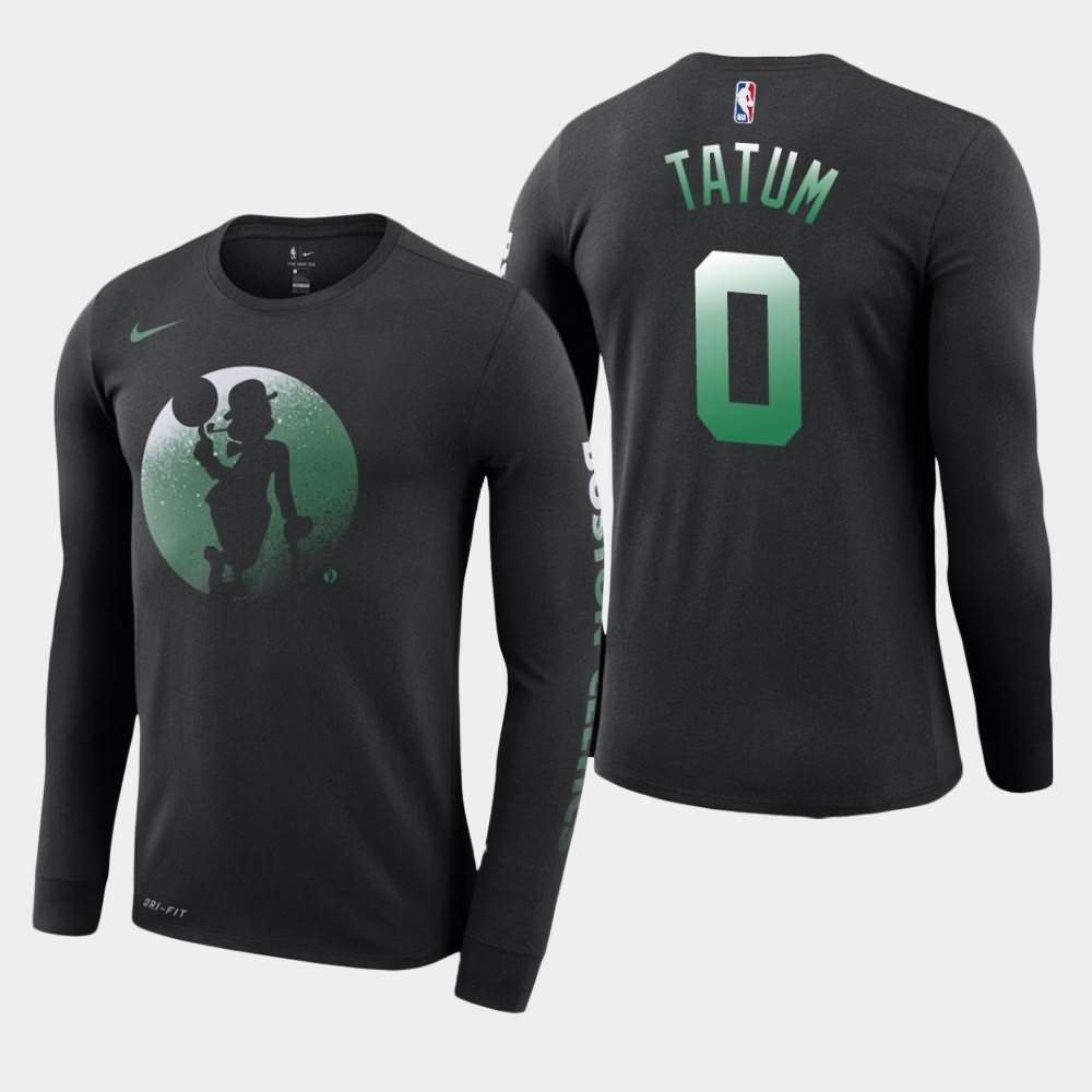 Men's Boston Celtics #0 Jayson Tatum Black Long Sleeve Dry Dezzo Logo T-Shirt SHV21E6G