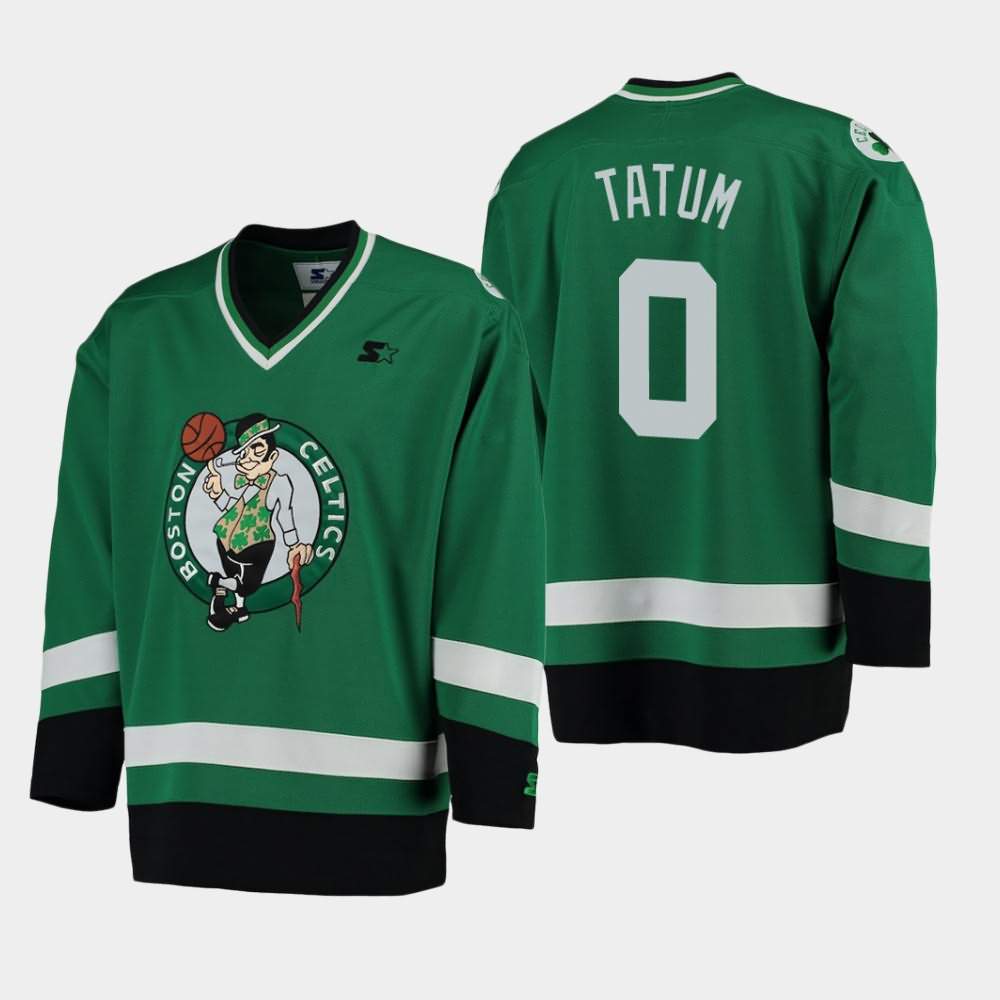 Men's Boston Celtics #0 Jayson Tatum Green Hockey Jersey MQY87E6K
