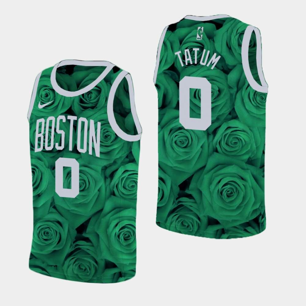 Men's Boston Celtics #0 Jayson Tatum Green National Flower Rose Jersey NQV70E7L