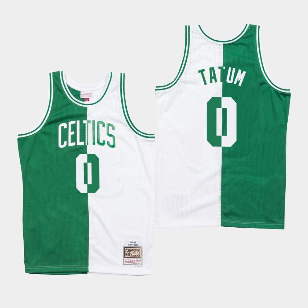 Men's Boston Celtics #0 Jayson Tatum Green White Split Jersey UJI87E1M