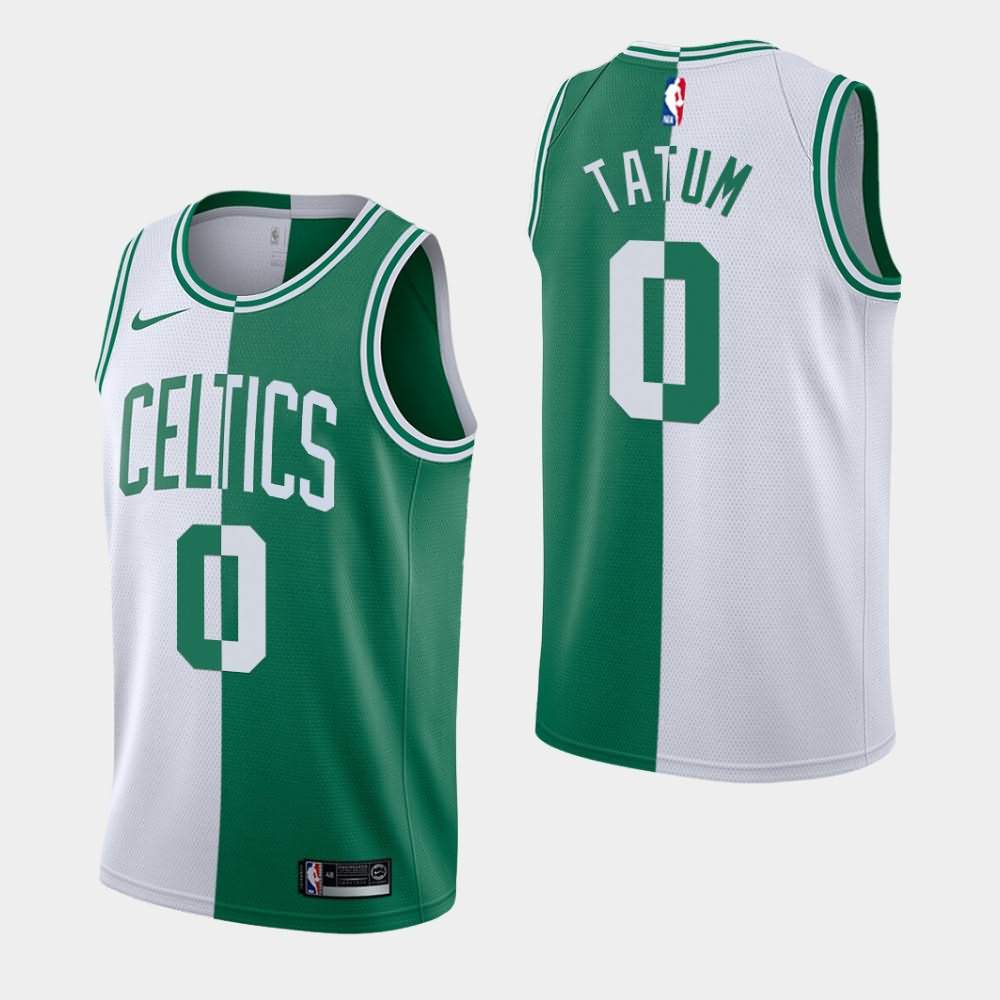 Men's Boston Celtics #0 Jayson Tatum White Green Split Jersey VUU00E3Y
