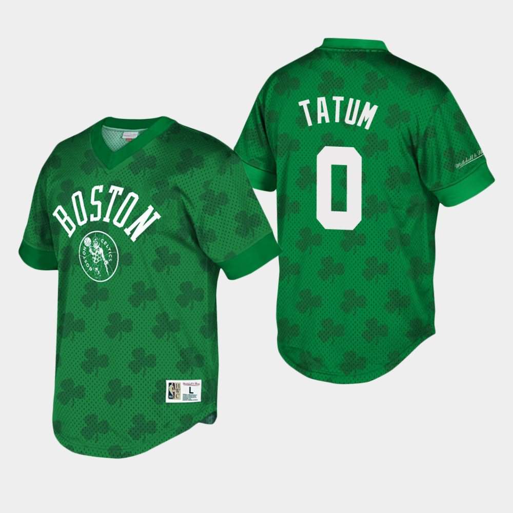Men's Boston Celtics #0 Jayson Tatum Green Mesh Shooting St. Patrick's Day T-Shirt MKN32E0G