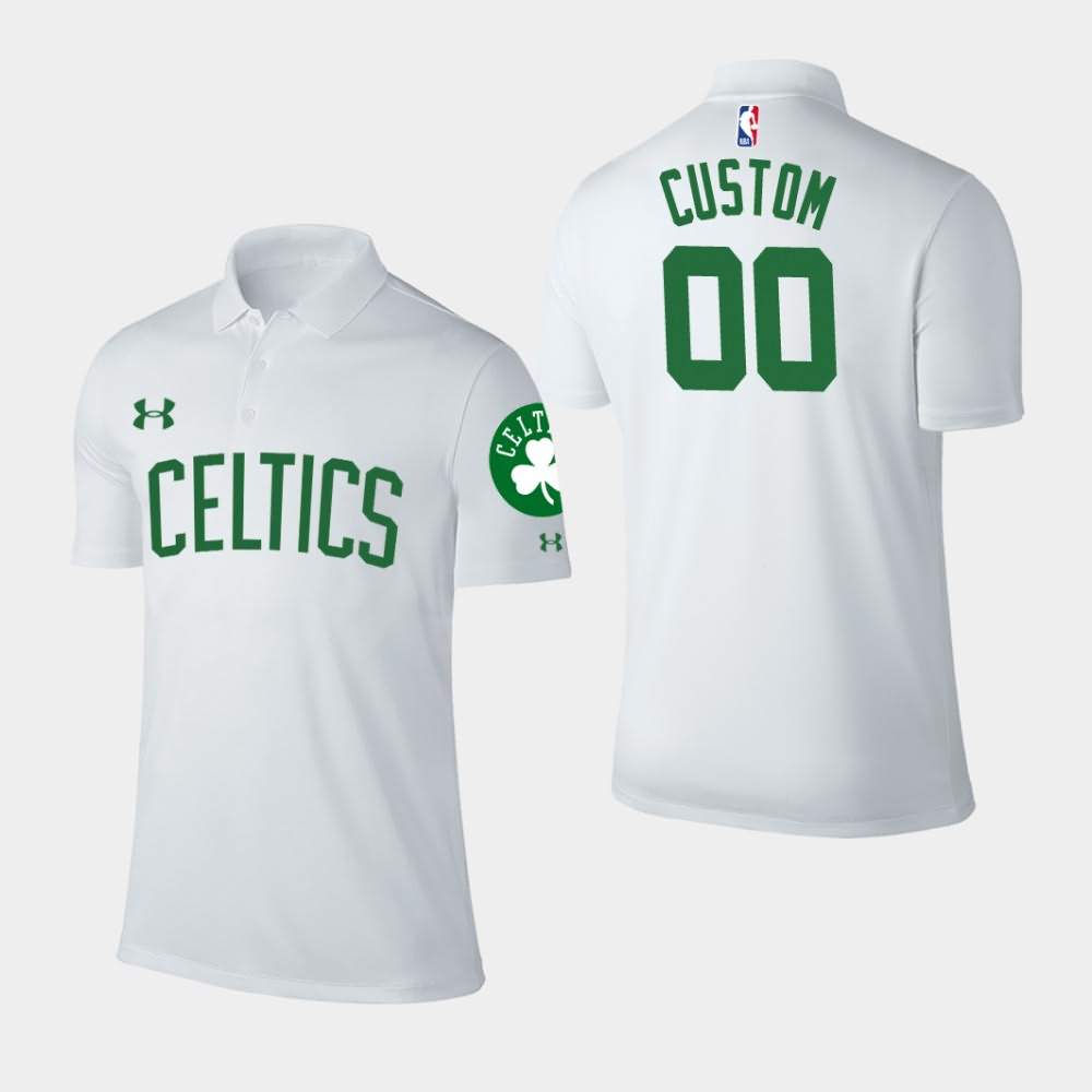 Men's Boston Celtics #00 Custom White Player Performance Association Polo SDI67E1R
