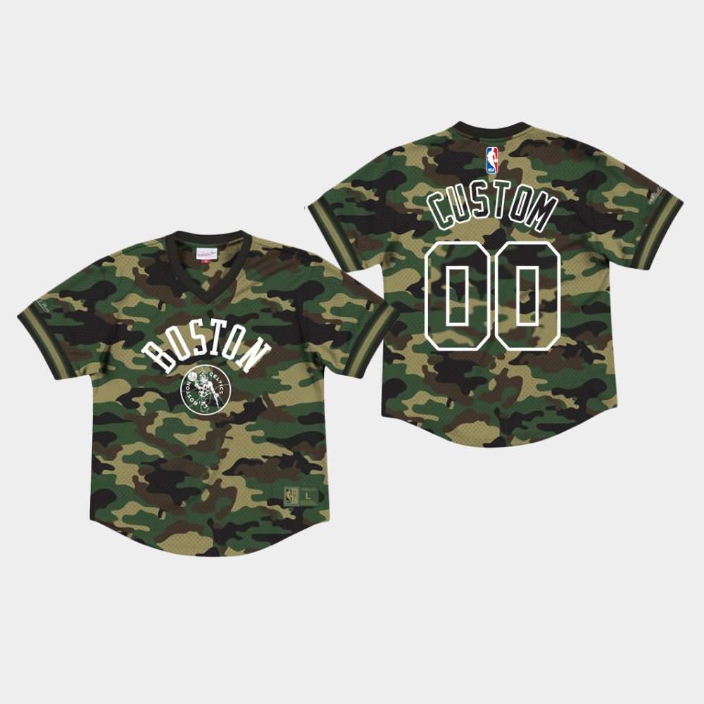Men's Boston Celtics #00 Custom Camo Fashion Mesh Jersey EQO23E4V