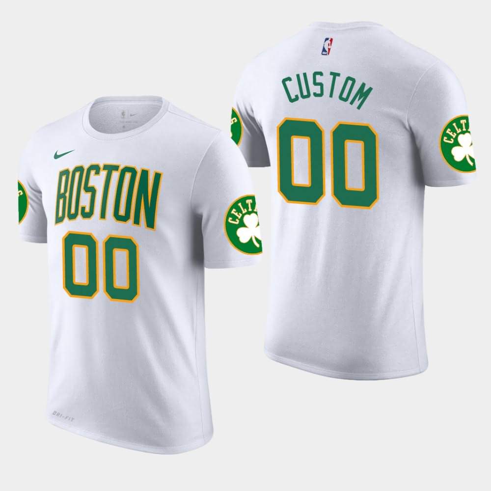 Men's Boston Celtics #00 Custom White Edition City T-Shirt KPM67E7J