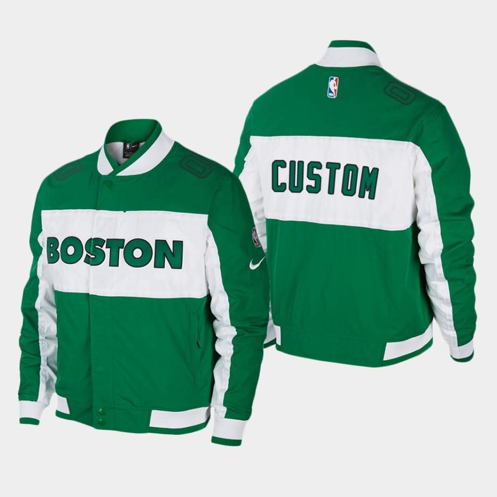 Men's Boston Celtics #00 Custom Green Full-Zip Courtside Icon Jacket MZI33E4X