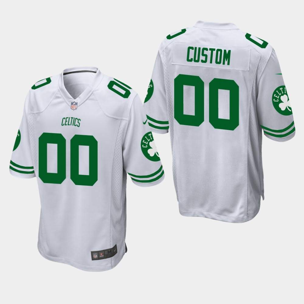 Men's Boston Celtics #00 Custom White Football Jersey GZZ02E2P