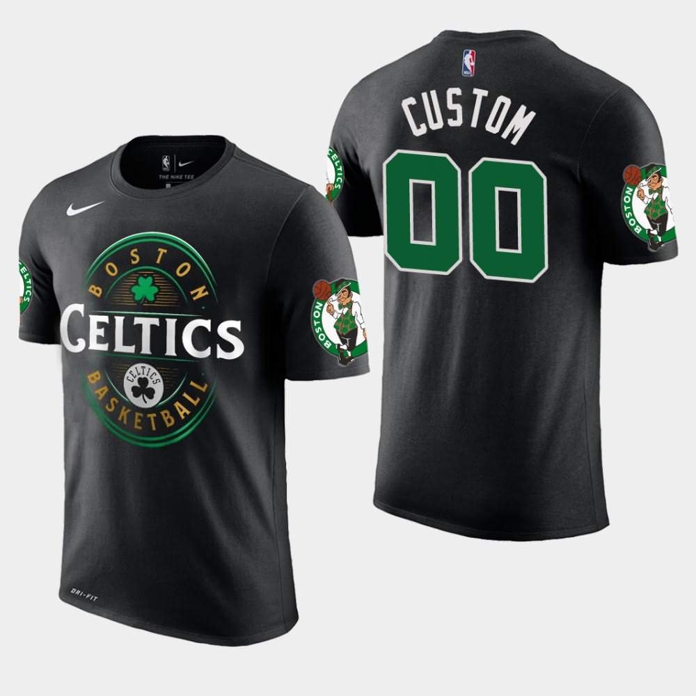 Men's Boston Celtics #00 Custom Black Forever Lucky T-Shirt OLP04E7J