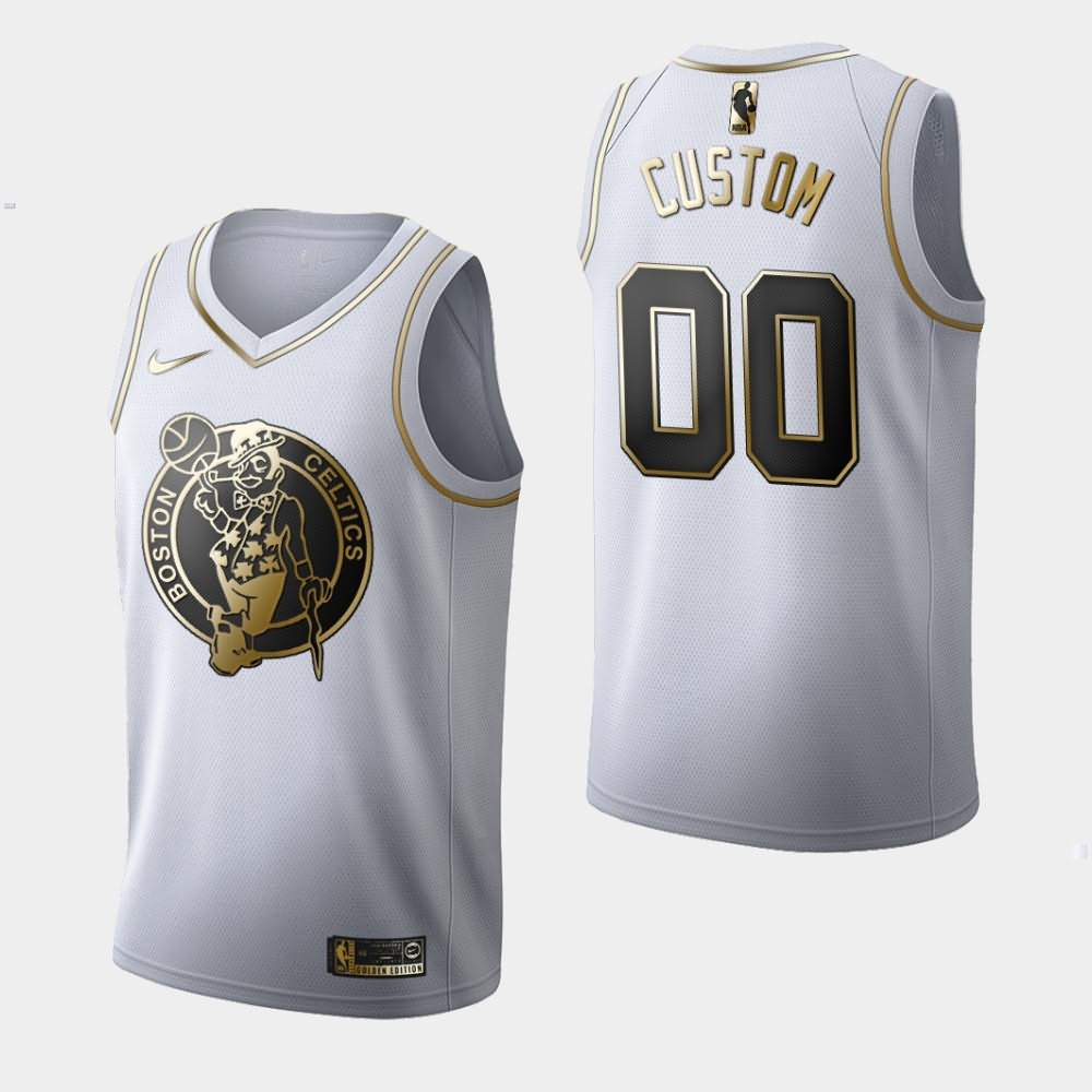 Men's Boston Celtics #00 Custom White Golden Edition Jersey EFK45E7K