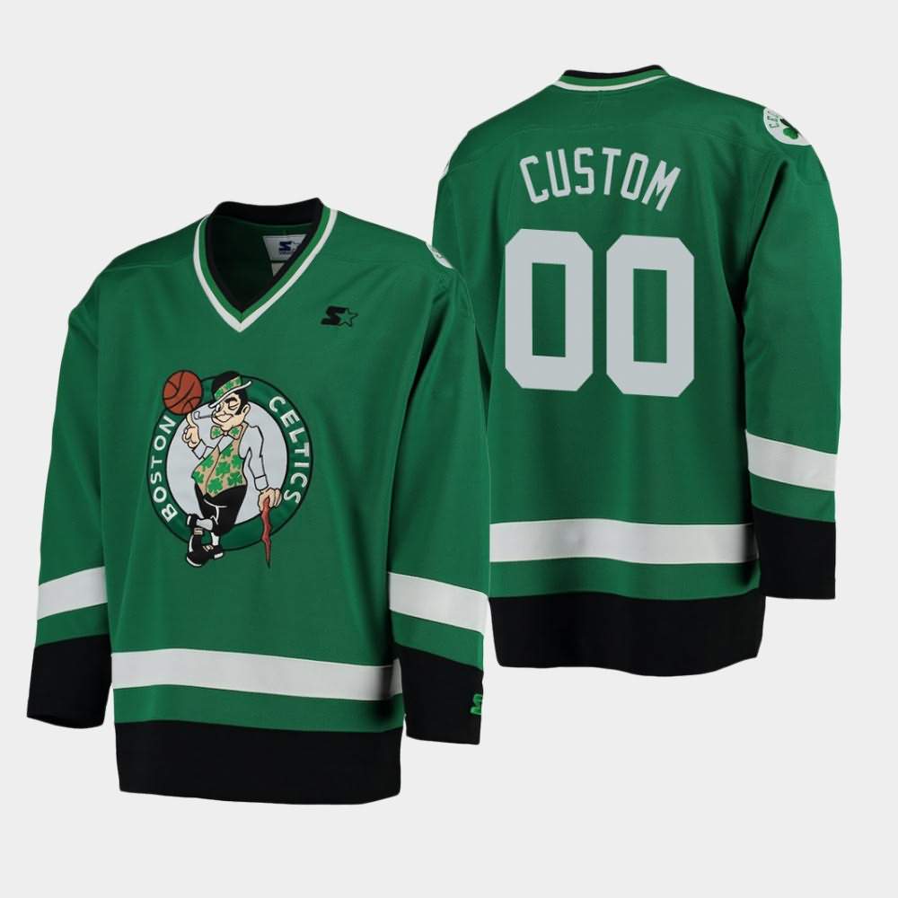 Men's Boston Celtics #00 Custom Green Hockey Jersey WZR44E8X