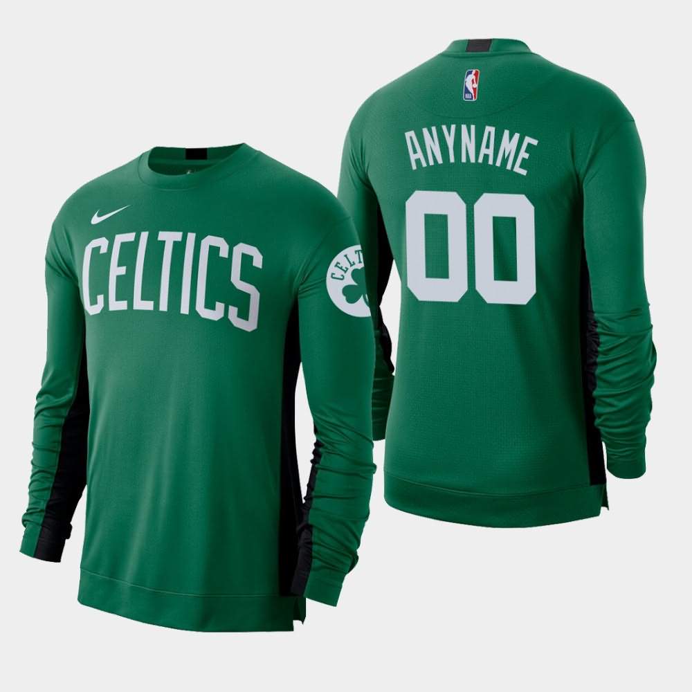 Men's Boston Celtics #00 Custom Kelly Green Long Sleeve Shooting Performance T-Shirt KSY82E6M
