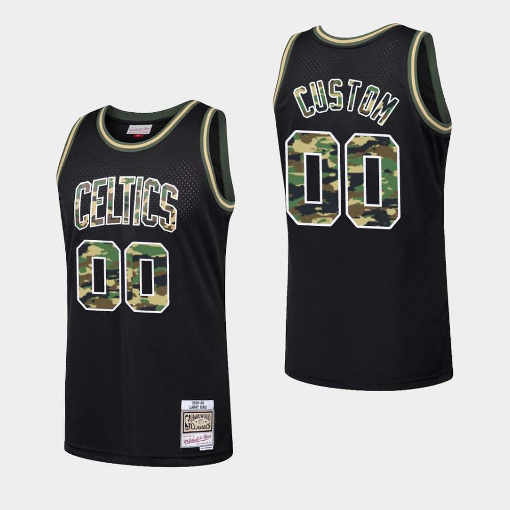 Men's Boston Celtics #00 Custom Black Straight Fire Camo Jersey CKZ63E7A