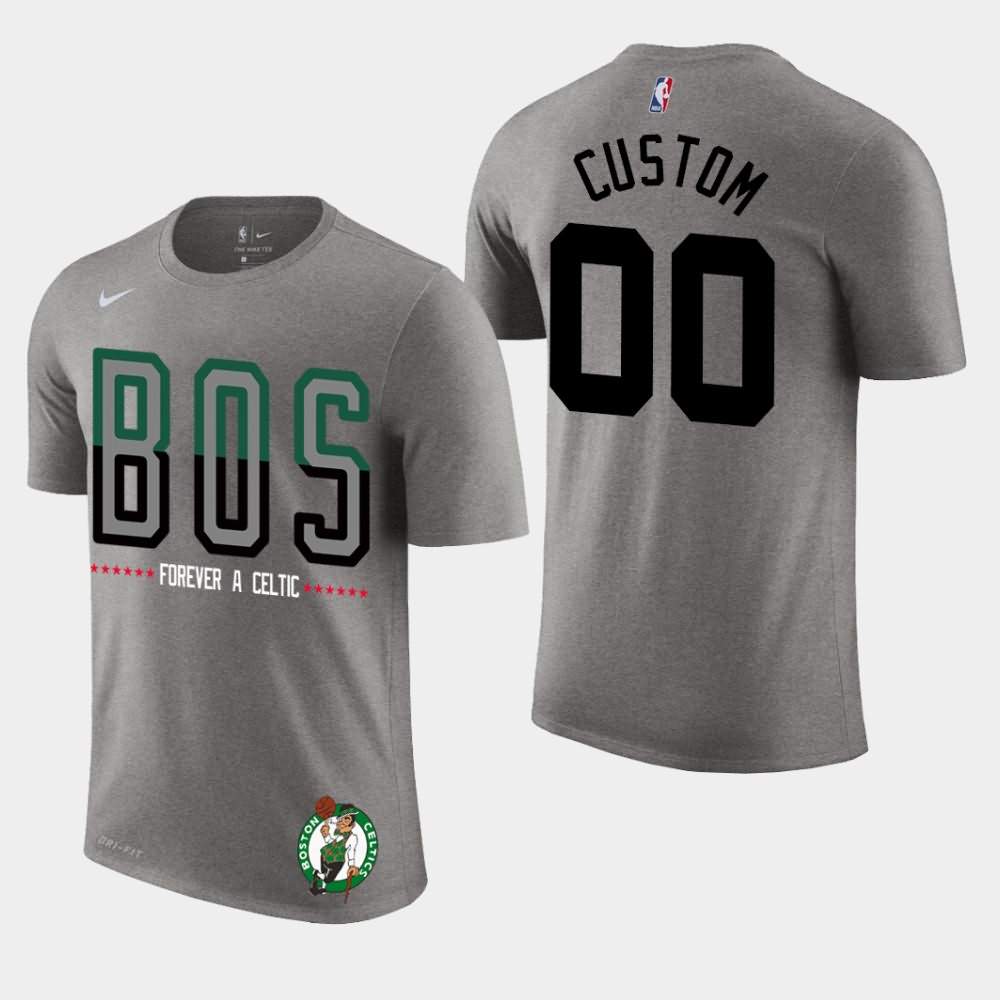 Men's Boston Celtics #00 Custom Gray Essential Performance Team Attitude T-Shirt SYP27E3F