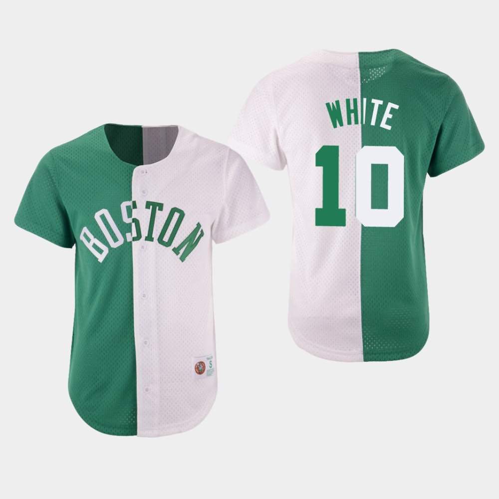 Men's Boston Celtics #10 Jo Jo White Green White Split Mesh Button Jersey FRN50E7L