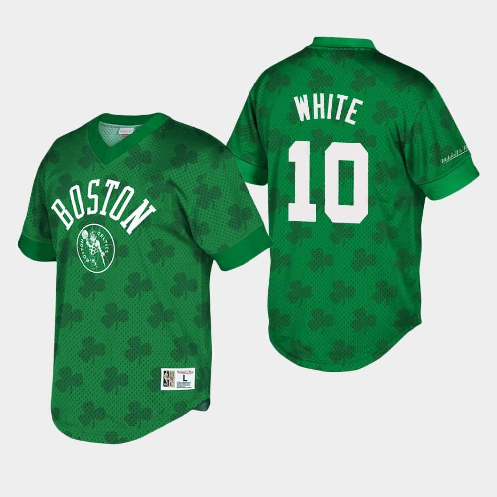 Men's Boston Celtics #10 Jo Jo White Green Mesh Shooting St. Patrick's Day T-Shirt FMM70E4P