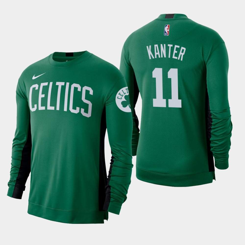 Men's Boston Celtics #11 Enes Kanter Kelly Green Long Sleeve Shooting Performance T-Shirt TLP73E8P