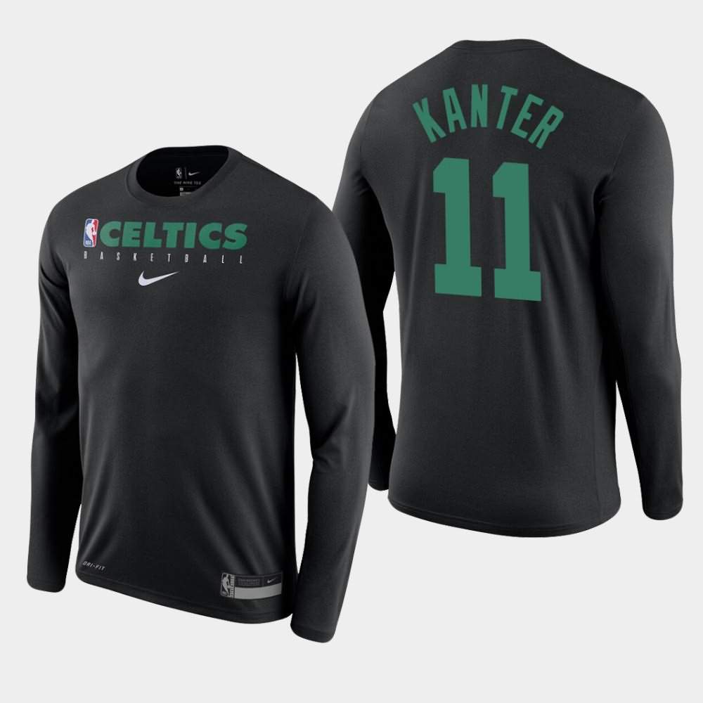 Men's Boston Celtics #11 Enes Kanter Black Long Sleeve Legend Performance Practice T-Shirt LTX36E7S