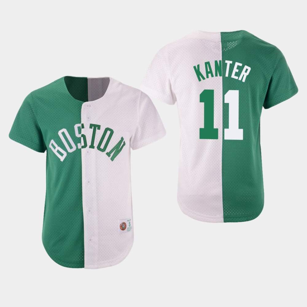 Men's Boston Celtics #11 Enes Kanter Green White Fashion Split Mesh Button Jersey OZJ52E3F