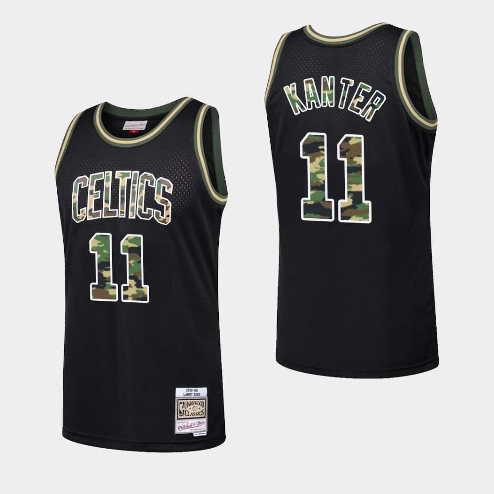 Men's Boston Celtics #11 Enes Kanter Black Fashion Straight Fire Camo Jersey GTX54E3G