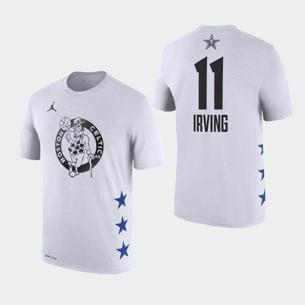 Men's Boston Celtics #11 Kyrie Irving White Game 2019 All-Star T-Shirt MHK23E3A