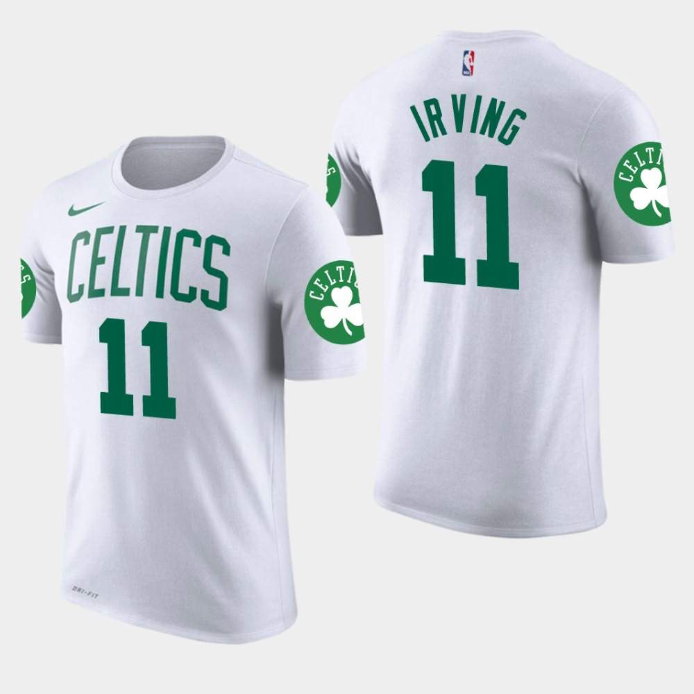 Men's Boston Celtics #11 Kyrie Irving White Edition Association T-Shirt YUC67E3C