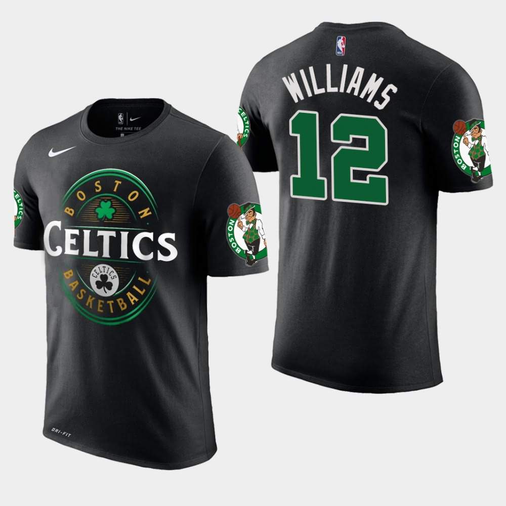 Men's Boston Celtics #12 Grant Williams Black Forever Lucky T-Shirt PQN12E5D