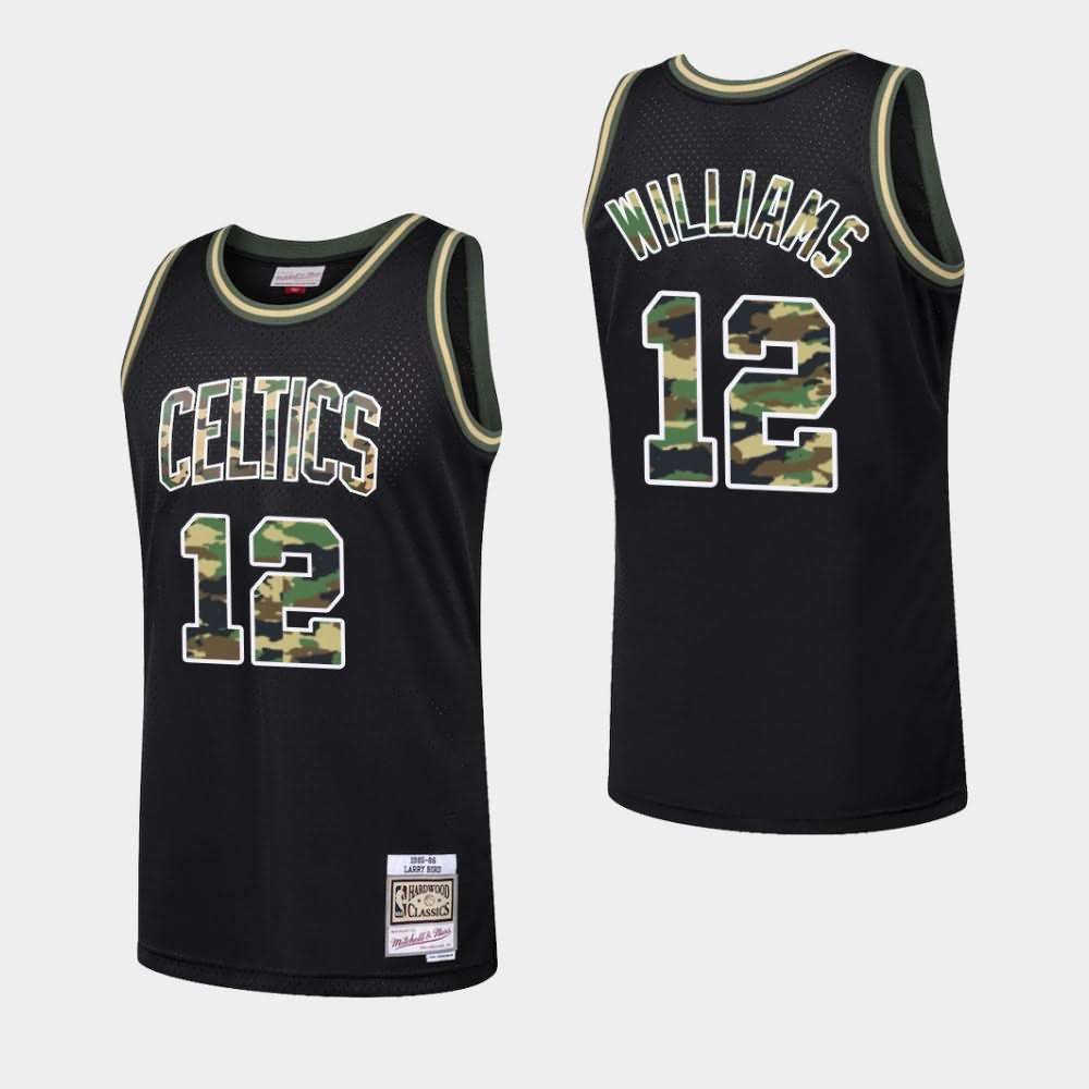 Men's Boston Celtics #12 Grant Williams Black Fashion Straight Fire Camo Jersey JHL04E8X