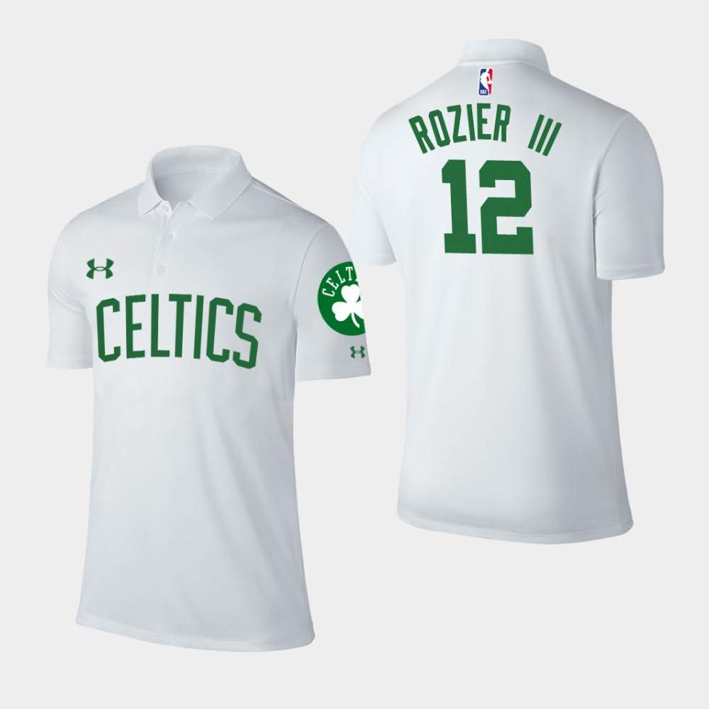 Men's Boston Celtics #12 Terry Rozier III White Player Performance Association Polo URJ40E4Q